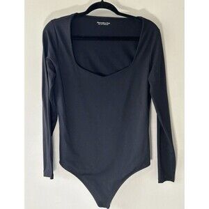 Abercrombie & Fitch Bodysuits Soft A&F Collection Long Sleeve Black Medium NWT